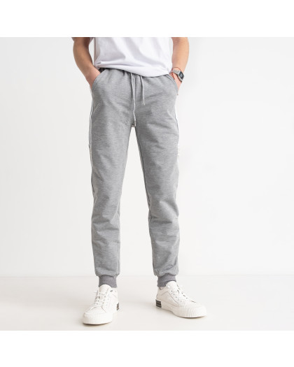 13017-6 светло-серые мужские спортивные штаны (на манжете, 4 ед. размеры на бирке: L-3XL соответствуют S-XL) Спортивные штаны