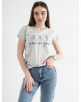 5054-6 СЕРАЯ Kafkame футболка женская с принтом ( 4 ед. размеры : S.M.L.XL): артикул 1133901