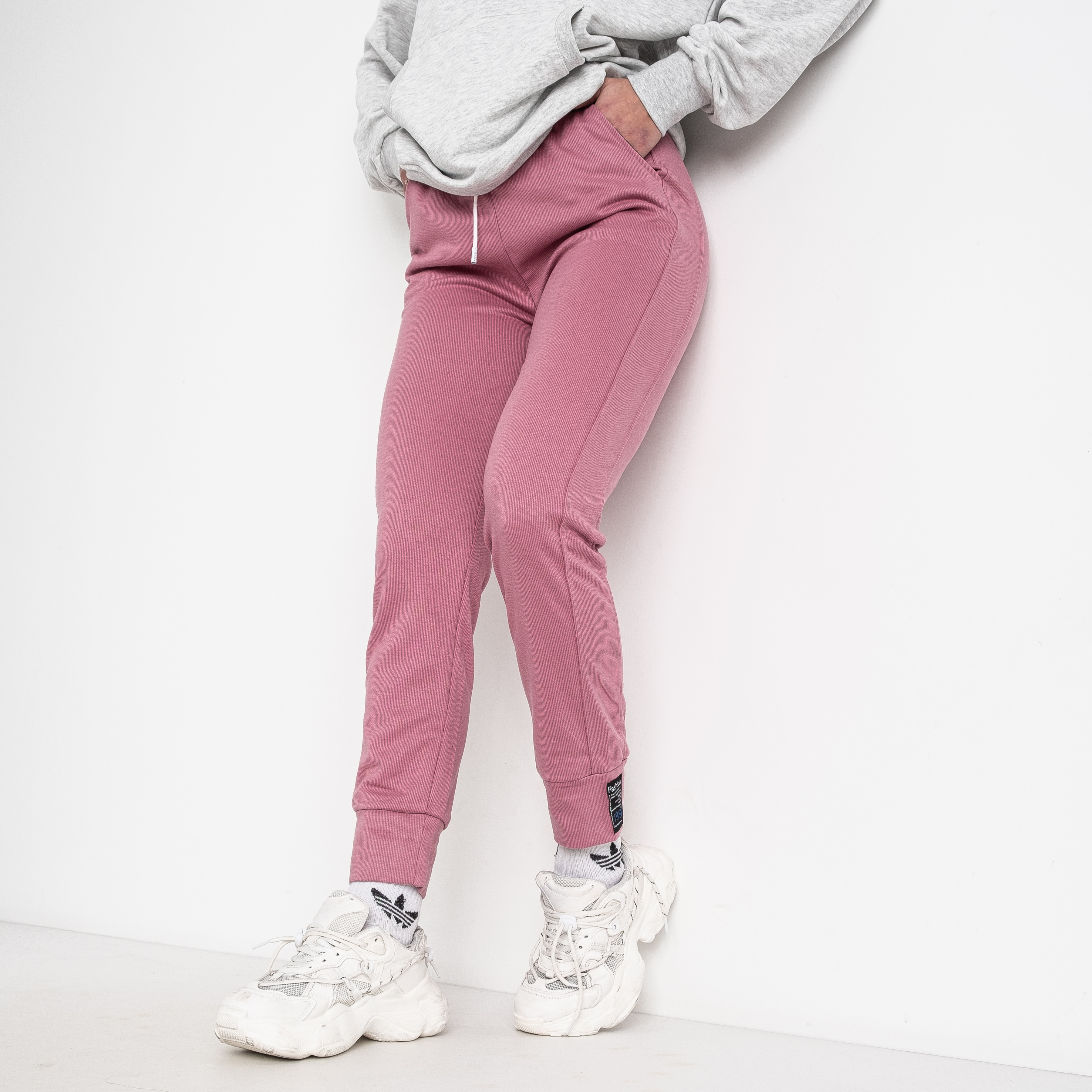 1811-8 розовые женские спортивные штаны (на манжете, 5 ед. размеры норма: S-2XL полномерные)