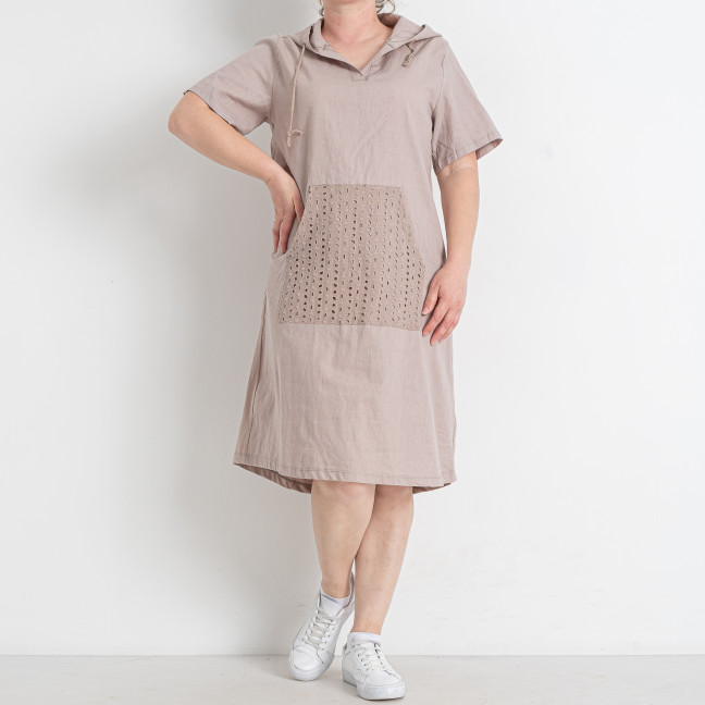 53328-3* бежевое женское платье (лён, 4 ед. размеры полубатал: L. XL. 2XL. 3XL) выдача на следующий день Платье: артикул 1146009