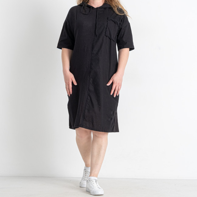 52580-1* черное женское платье (лён, 4 ед. размеры полубатал: L. XL. 2XL. 3XL) выдача на следующий день Платье: артикул 1146005