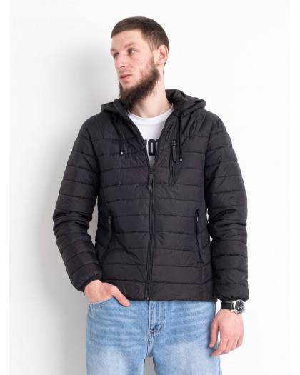 0800-1 черная мужская куртка (синтепон, 6 ед. размеры норма: M. L. XL. 2XL. 3XL. 4XL) Куртка