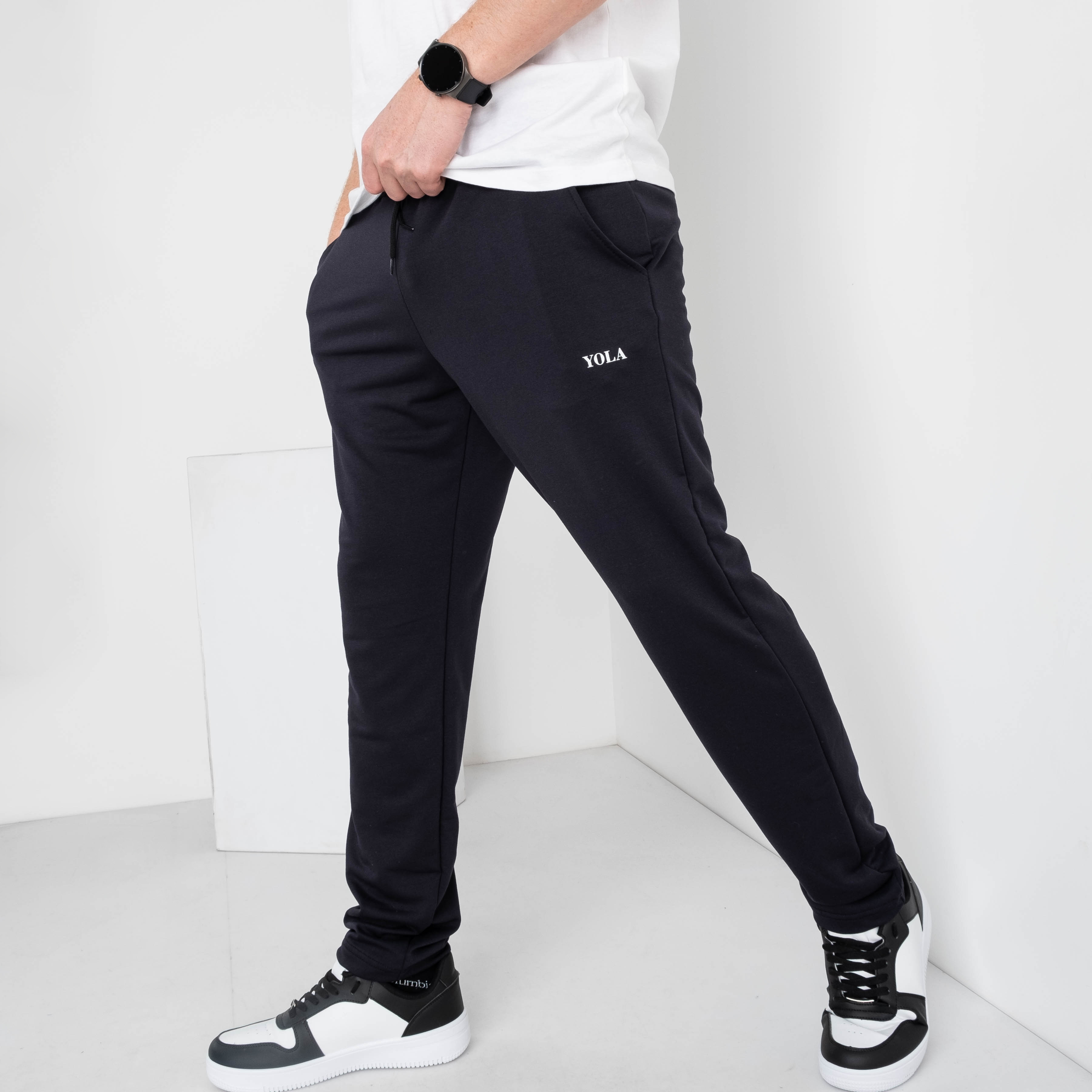 6480-4 ТЕМНО-СИНИЕ Yola спортивные брюки мужские батальные из двунитки прямые (4 ед. размеры: 52.54.56.58)