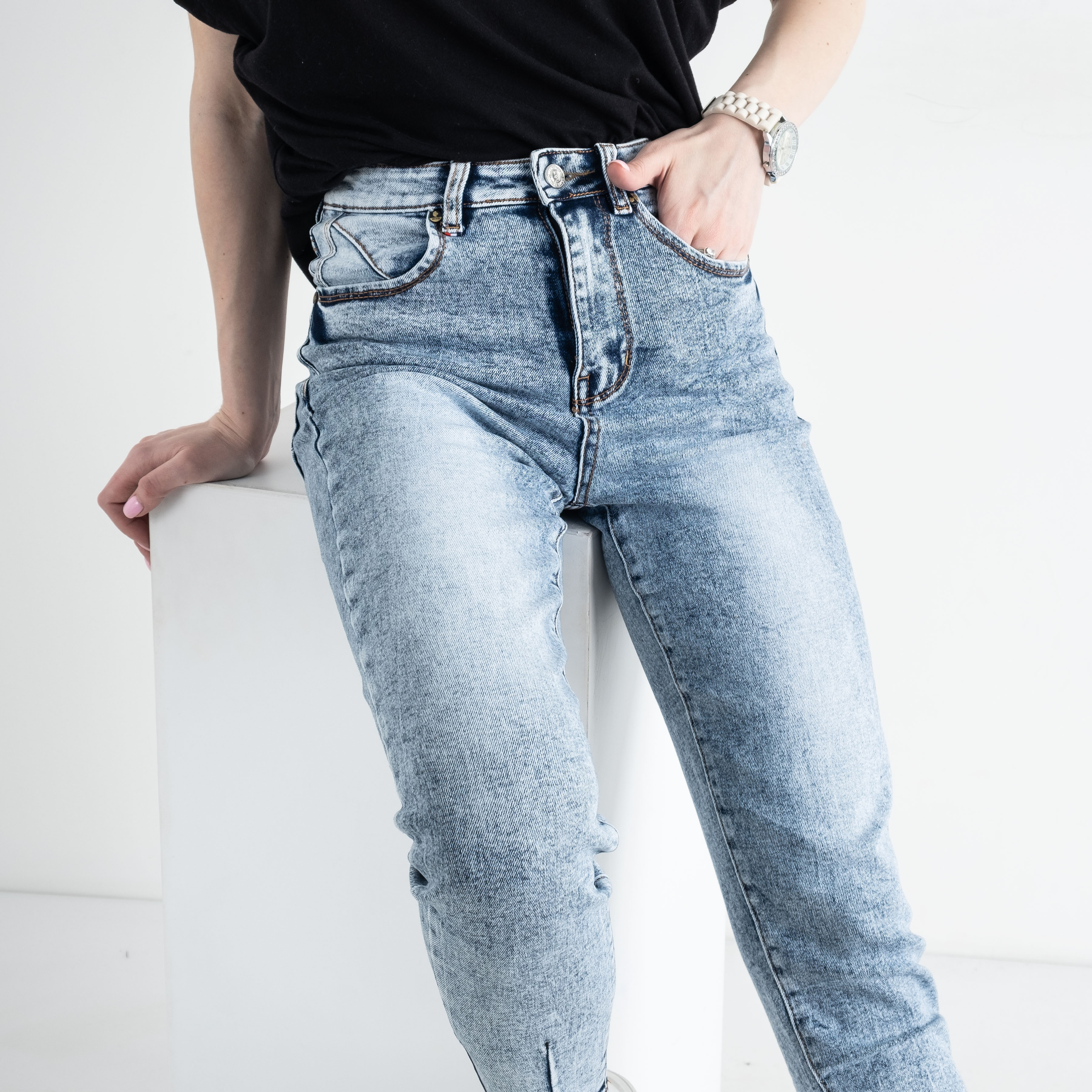 0823-2 MS RELUCKY джинсы-слоучи женские голубые стрейчевые (6 ед.размеры: 25.26.27.28.29.30)