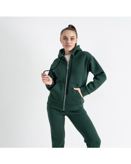0637-70  зеленый женский спортивный костюм ( 5`th Avenue ,с капюшоном, турецкая трехнитка, флис, 3 ед, размеры норма: 42. 44. 46) 5`th Avenue