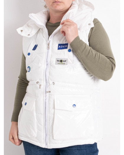 0809-10 белая женская жилетка (синтепон, 3 ед. размеры на бирках: XL. 2XL. 3XL  ) Жилетка