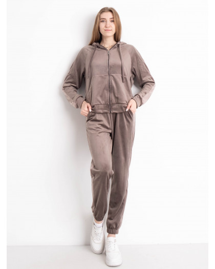 8797-3 мокко женский велюровый спортивный костюм (4 ед. размеры норма: M. L. XL. 2XL) Спортивный костюм