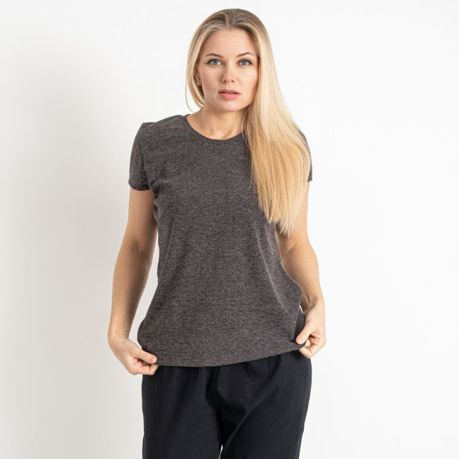 7825-6 темно-серая женская футболка (SARA, рубчик, 4 ед. размеры полубатал: 48. 50. 52. 54) Sara: артикул 1143805