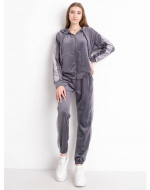 8797-6 серый женский велюровый спортивный костюм (4 ед. размеры норма: M. L. XL. 2XL)