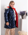 2157-2 темно-синяя подростковая куртка (мех, капюшон, на девочку 8-12 лет, 5 ед. размеры подростковые: 8. 9. 10. 11. 12): артикул 1150345