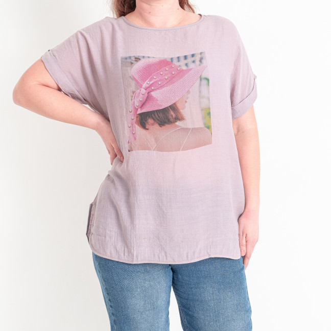 0319-33 фрезовая женская футболка (JJF, лён, 4 ед. размеры батал: XL. 2XL. 3XL. 4XL) Футболка: артикул 1143883