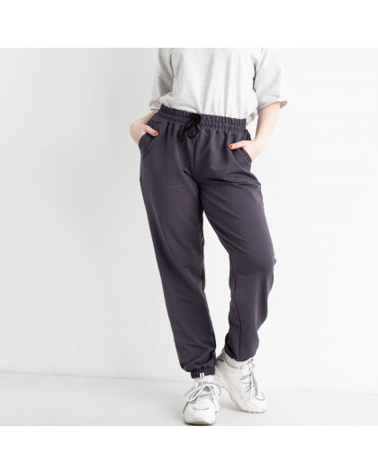 0022-6 ТЕМНО-СЕРЫЕ БАТАЛЬНЫЕ спортивные брюки женские из турецкой двунитки (5'TH AVENUE, 4 ед.размеры: 50.52.54.56) демисезон 5`th Avenue