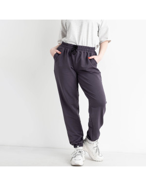 0022-6 ТЕМНО-СЕРЫЕ БАТАЛЬНЫЕ спортивные брюки женские из турецкой двунитки (5'TH AVENUE, 4 ед.размеры: 50.52.54.56) демисезон