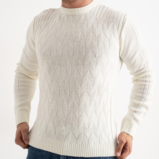 1020-10 Pamuk Park БЕЛЫЙ свитер мужской машинная вязка (3 ед. размеры: M.L.XL) Pamuk Park: артикул 1140470