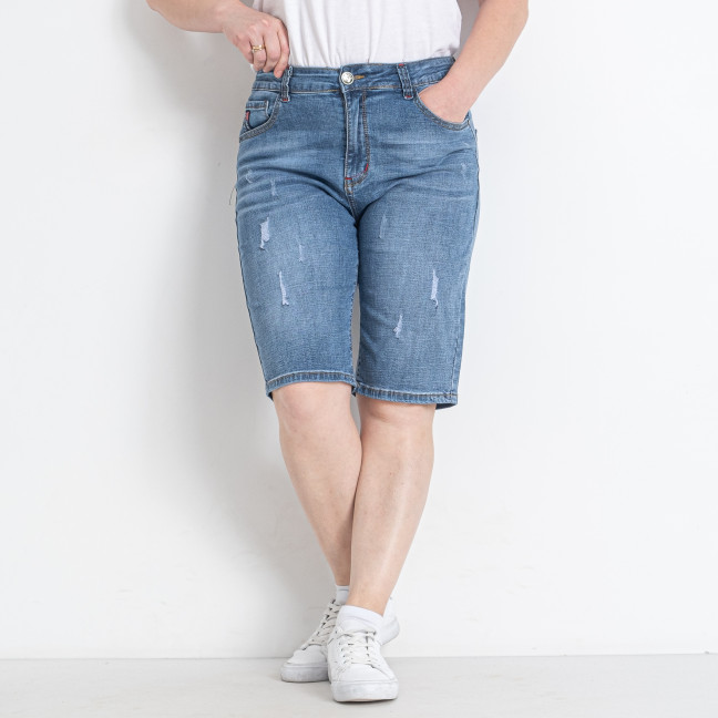 0818-1 голубые женские джинсовые шорты (NEW JEANS, стрейчевые, 8 ед. размеры батал: 31. 32. 33. 34. 36. 38. 40. 42) New Jeans: артикул 1146239