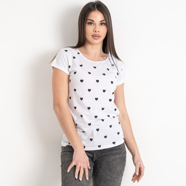 7028-10 белая женская футболка с принтом (3 ед. размеры норма: S. M. L) Футболка: артикул 1135259