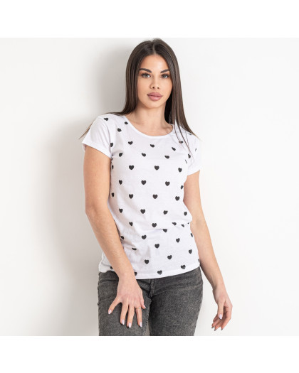7028-10 белая женская футболка с принтом (3 ед. размеры норма: S. M. L) Футболка