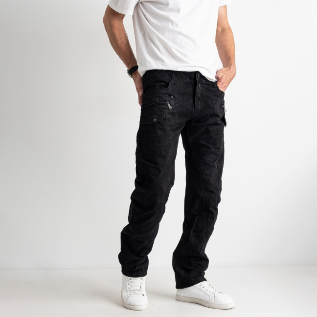 1707-3 чёрные мужские джинсы (MIGACH, коттоновые, 7 ед. размеры: 28. 29. 30. 31. 32. 33. 34) Migach: артикул 1139310