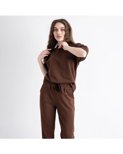 0255-19 шоколадный женский спортивный костюм (Avenue, турецкая двунитка, 3 ед. размеры норма: 42.44.46) 5`th Avenue