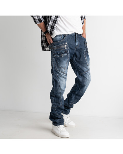 1295-4 MIGACH джинсы мужские серо-синие котоновые (7 ед. размеры: 28.29.30.31.32.33.34) Migach