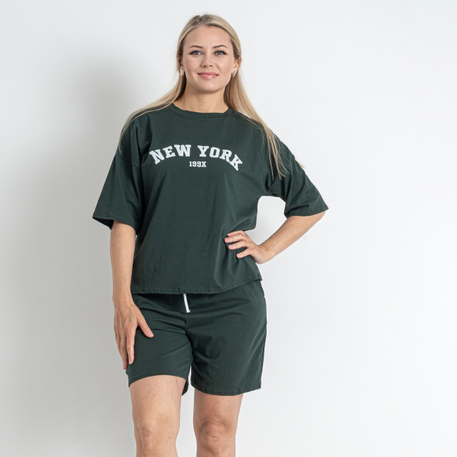 0169-74 темно-зеленый женский спортивный костюм (футболка + шорты) (5'TH AVENUE, 3 ед. размеры полубатал: 48. 50. 52) 5`th Avenue: артикул 1146243