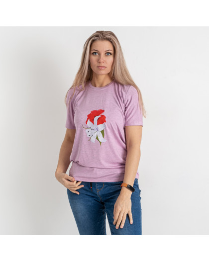 7228-23 розовая женская футболка (SARA, трикотаж, 4 ед. размеры полубатал: 48. 50. 52. 54) Sara