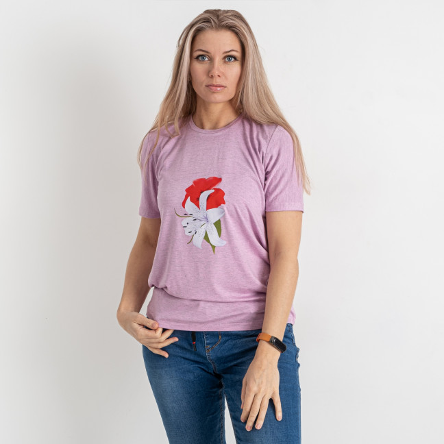 7228-23 розовая женская футболка (SARA, трикотаж, 4 ед. размеры полубатал: 48. 50. 52. 54) Sara: артикул 1143994