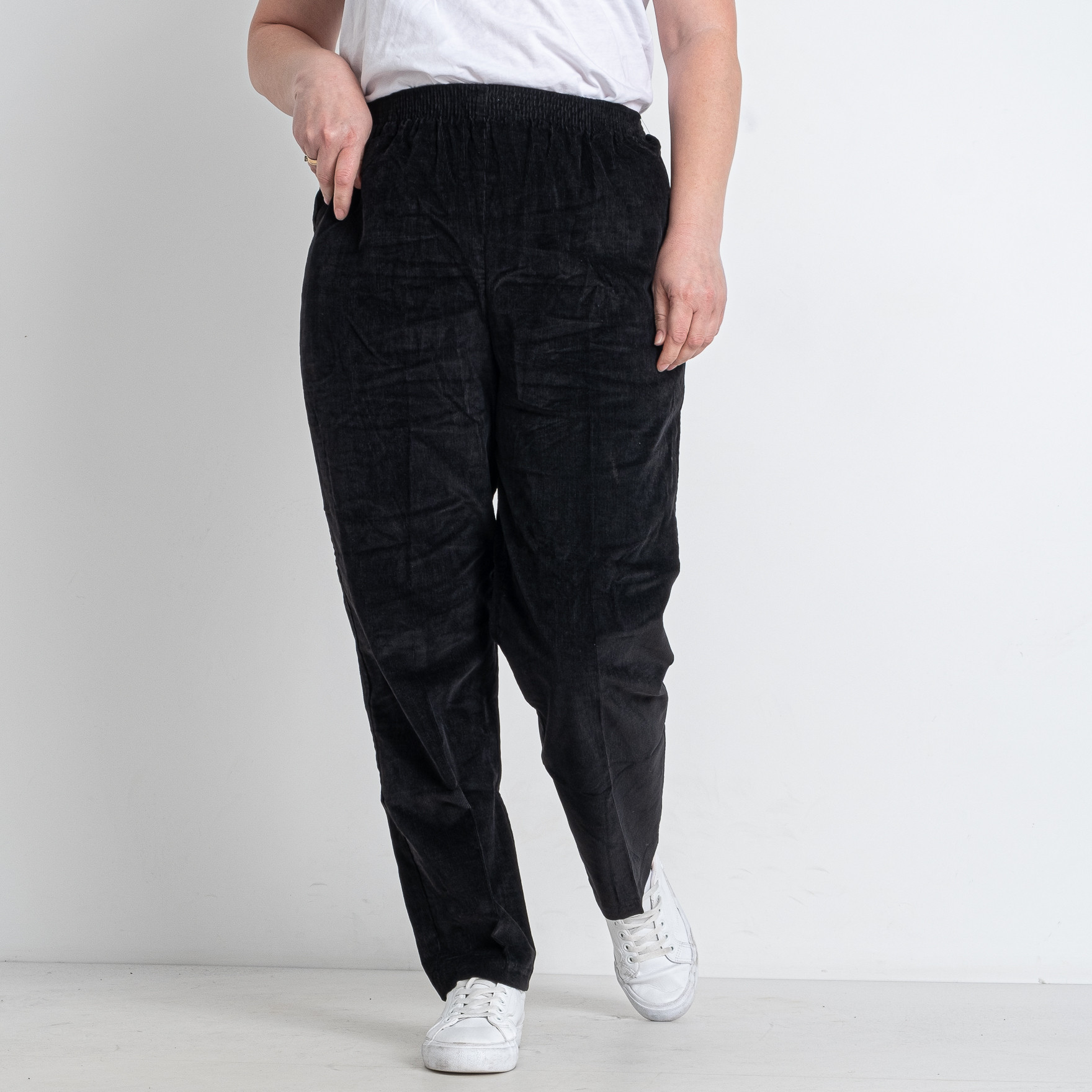 90117-1 черные женские брюки (вельвет, 4 ед. размер на бирках: 14, соответствуют полубаталу: L) 