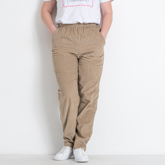 90117-3 бежевые женские брюки (вельвет, 6 ед. размеры на бирках: 8-18, соответствуют норме: М-XL)  Брюки: артикул 1146302