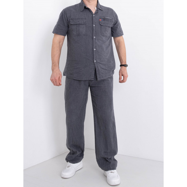 0013-66* темно-серый мужской костюм (лен, 7 ед. размеры норма: M. L. XL. 2XL. 3XL. 4XL. 5XL) выдача на следующий день Aolong: артикул 1153514