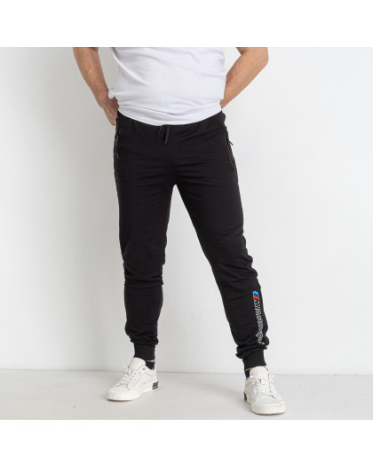 0011-1 черные мужские спортивные штаны (6 ед. размеры полубатал: 46. 48. 50. 52. 54. 56) Спортивные штаны