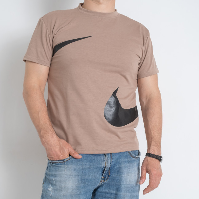 9837-3 бежевая мужская футболка (турецкий трикотаж, принт, 5 ед. размеры норма: 46. 48. 50. 52. 54) Футболка: артикул 1146427