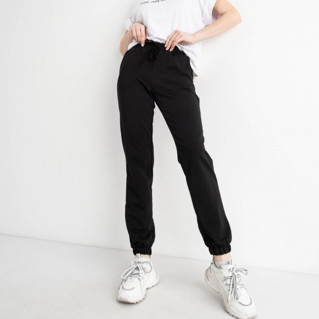 0021-1 ЧЕРНЫЕ 5`th Avenue спортивные брюки женские из турецкой двунитки ( 4 ед.размеры: S.M.L.XL) 5`th Avenue: артикул 1132958
