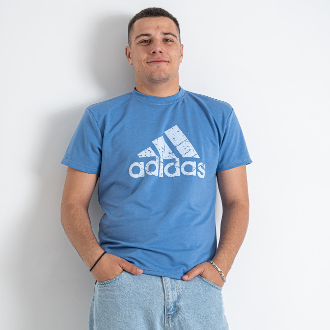 9836-22 голубая мужская футболка (турецкий трикотаж, принт, 5 ед. размеры норма: 46. 48. 50. 52. 54, маломерит на 2 размера) Футболка: артикул 1146459