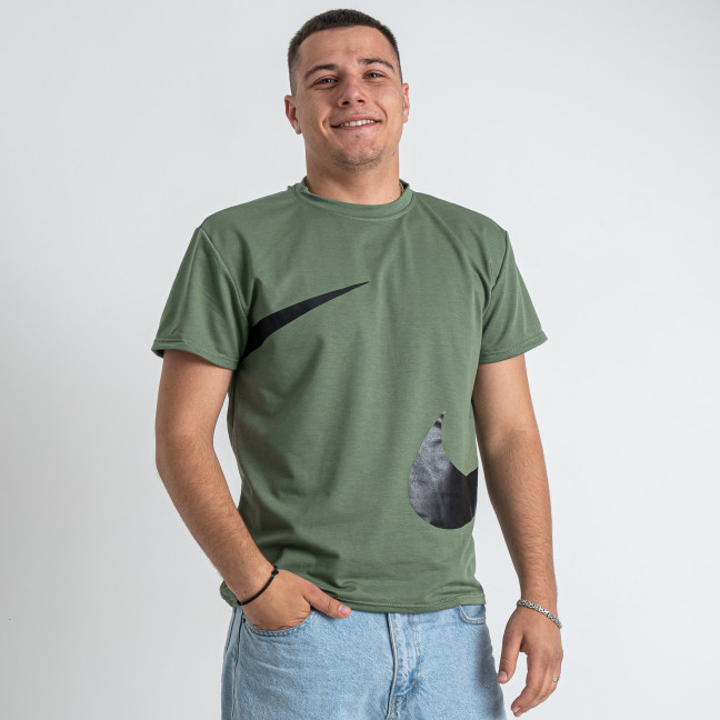 9837-7 зеленая мужская футболка (турецкий трикотаж, принт, 5 ед. размеры норма: 46. 48. 50. 52. 54, маломерит на 2 размера) Футболка: артикул 1146468