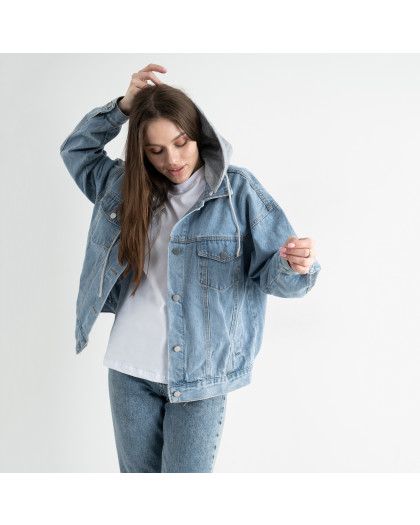 1216-6 СЕРЫЙ КАПЮШОН FASHION джинсовая куртка женская котоновая ( 2 ед.размеры: M.L) Fashion