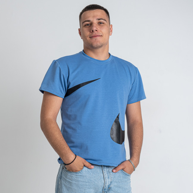 9837-22 голубая мужская футболка (турецкий трикотаж, принт, 5 ед. размеры норма: 46. 48. 50. 52. 54) Футболка: артикул 1146470