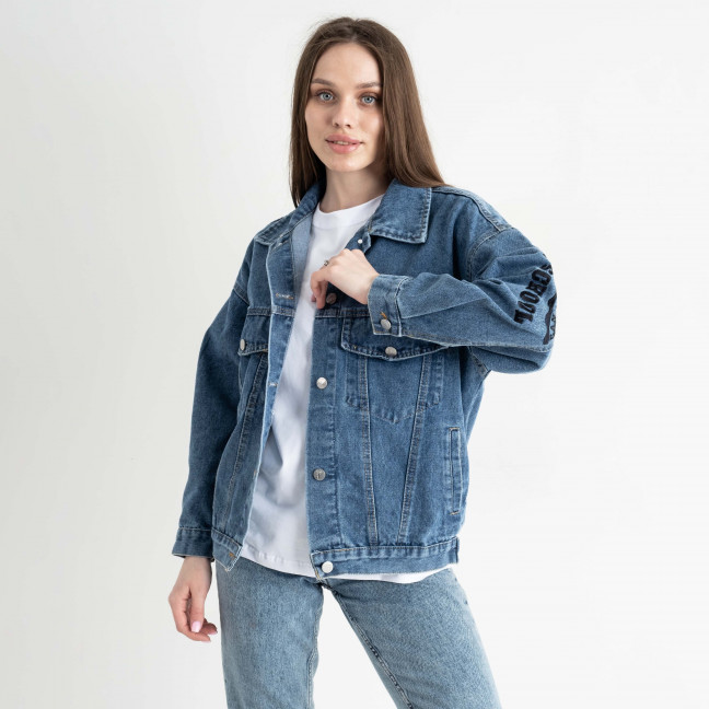 7011-12 один размер L голубая женская джинсовая куртка (FASHION) Fashion: артикул 1145616