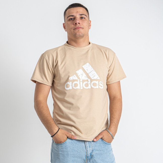 9836-3 светло-бежевая мужская футболка (турецкий трикотаж, принт, 5 ед. размеры норма: 46. 48. 50. 52. 54, маломерит на 2 размера) Футболка: артикул 1146460