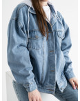 1216-10 БЕЛЫЙ КАПЮШОН FASHION джинсовая куртка женская голубая котоновая (2 ед.размеры: M.L): артикул 1135230