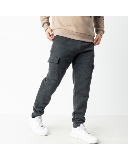 0407-64 серые мужские спортивные штаны (флис, манжет, 4 ед. размеры на бирках: L. XL. 3XL. 4XL соответствуют норме: M. L. 2XL. 3XL) Спортивные штаны