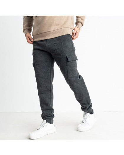0407-6 НА ФЛИСЕ СЕРЫЕ спортивные штаны мужские на манжете с карманами  (5 ед. размеры на бирках: L.XL.2XL.3XL.4XL соответствуют M.L.XL.2XL.3XL)  Спортивные штаны