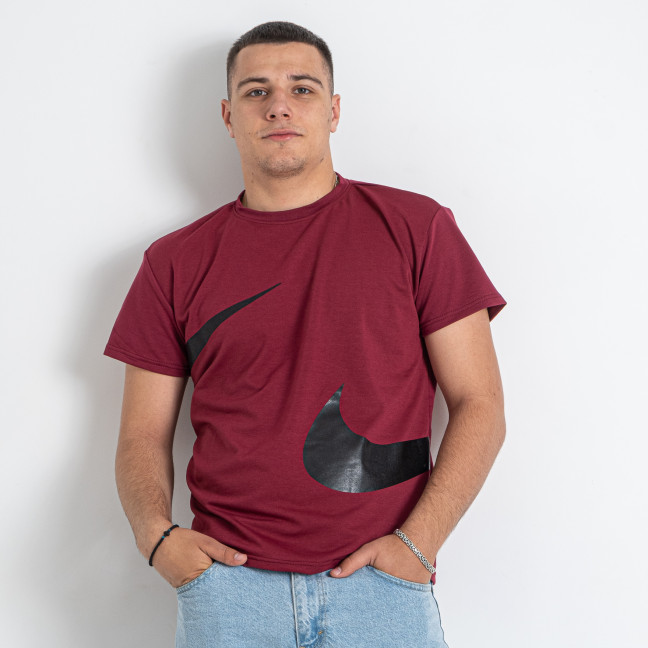9837-51 бордовая мужская футболка (турецкий трикотаж, принт, 5 ед. размеры норма: 46. 48. 50. 52. 54, маломерит на 2 размера) Футболка: артикул 1146467
