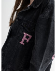 1212 FASHION джинсовая куртка женская черная котоновая с СЕРЫМ капюшоном ( 2 ед.размеры: M.L): артикул 1135324