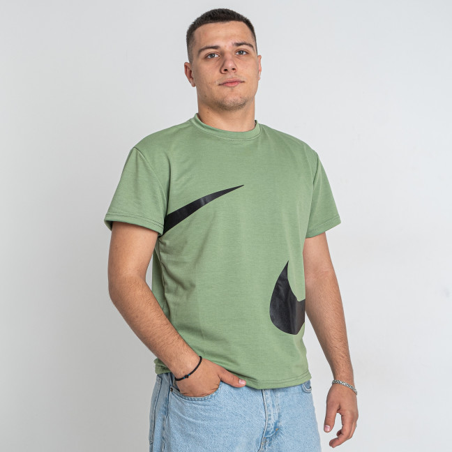 9837-72 зеленая мужская футболка (турецкий трикотаж, принт, 5 ед. размеры норма: 46. 48. 50. 52. 54, маломерит на 2 размера) Футболка: артикул 1146465