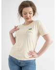 8263 МИКС ПРИНТОВ бежевая футболка женская полубатальная патриотическая (4 ед.размеры: M.L.XL/2): артикул 1133072