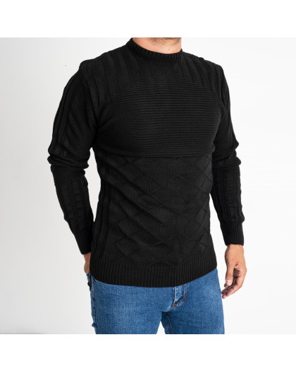 1055-1 Pamuk Park ЧЁРНЫЙ свитер мужской машинная вязка (3ед. размер: M.L.XL) Pamuk Park
