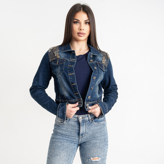 0490-5 синяя женская джинсовая куртка (коттон, 5 ед. размеры S. M. L. XL. 2XL) Джинсовая куртка: артикул 1144367