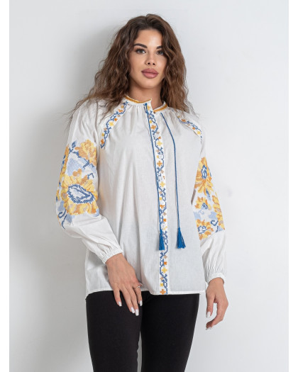 5151-10 # белая женская вышиванка (хлопок, 5 ед. размеры норма: S. M. L. XL. 2XL) выдача на следующий день Вышиванка