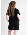 0169-1 черный женский костюм (футболка+шорты, 3 ед. размеры полубатал: 48.50.52): артикул 1135448